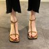 Fashion High Heel Sandal For Women Med Suit Female Beige Summer Shoes Cross-shoes High-heeled Medium Black Block Girls 2024 Fashion New