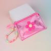 Portable Flower Bead Chain Coin Purse PVC Zipper Small Wallet Colorful Transparent Storage Bag