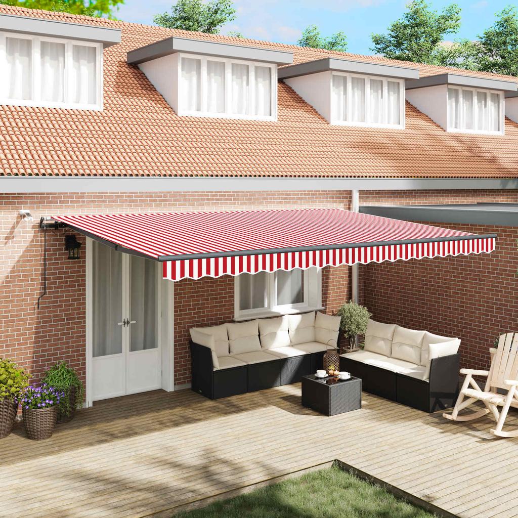 Awning Fabric Red and White 500 X 300 Cm Polyester