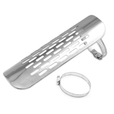 Nicheez Motorcycle Muffler Guard Heat Guard Cover Shield Punching Universal (Silver, Single)
