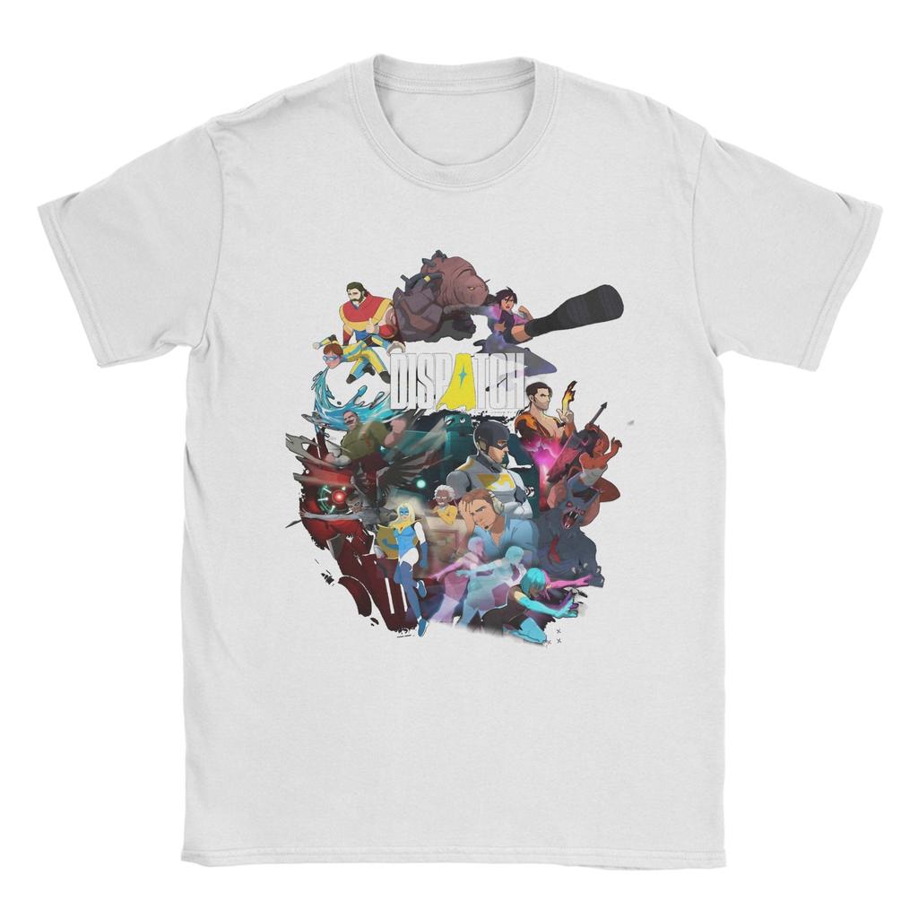 Dispatch Game Character Collage Cotton TShirt For Men Beach Vintage T Shirts O Neck Trending Tees Oversize Custom Logo Tops