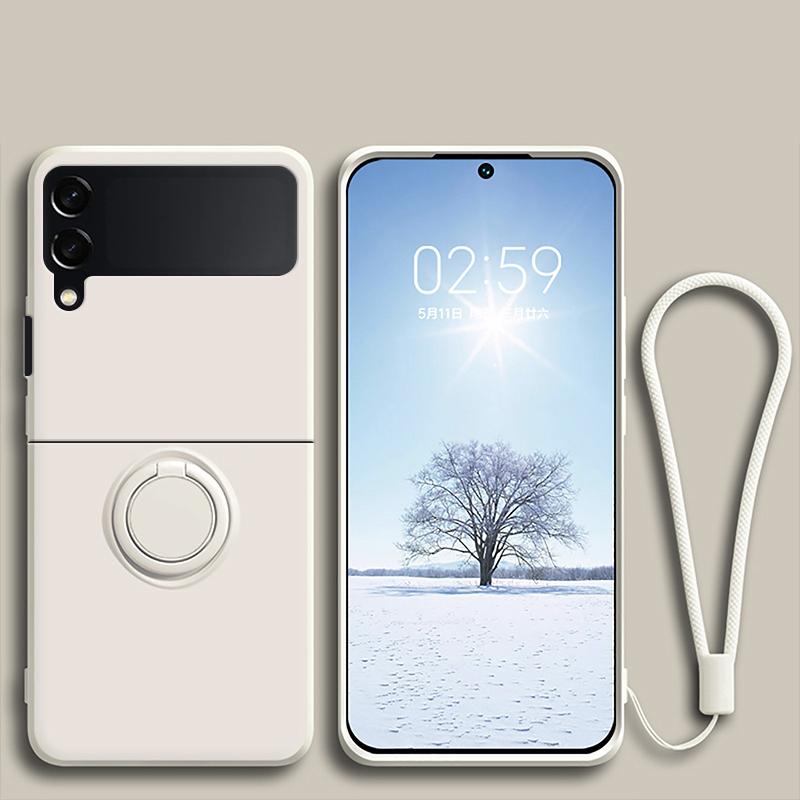 Hot Sales Skin Feel Liquid Silicone Flip Case for Samsung Galaxy Z Flip 7 FE 6 5 4 3 Anti-Drop Ring Holder Magnetic Bracket Case