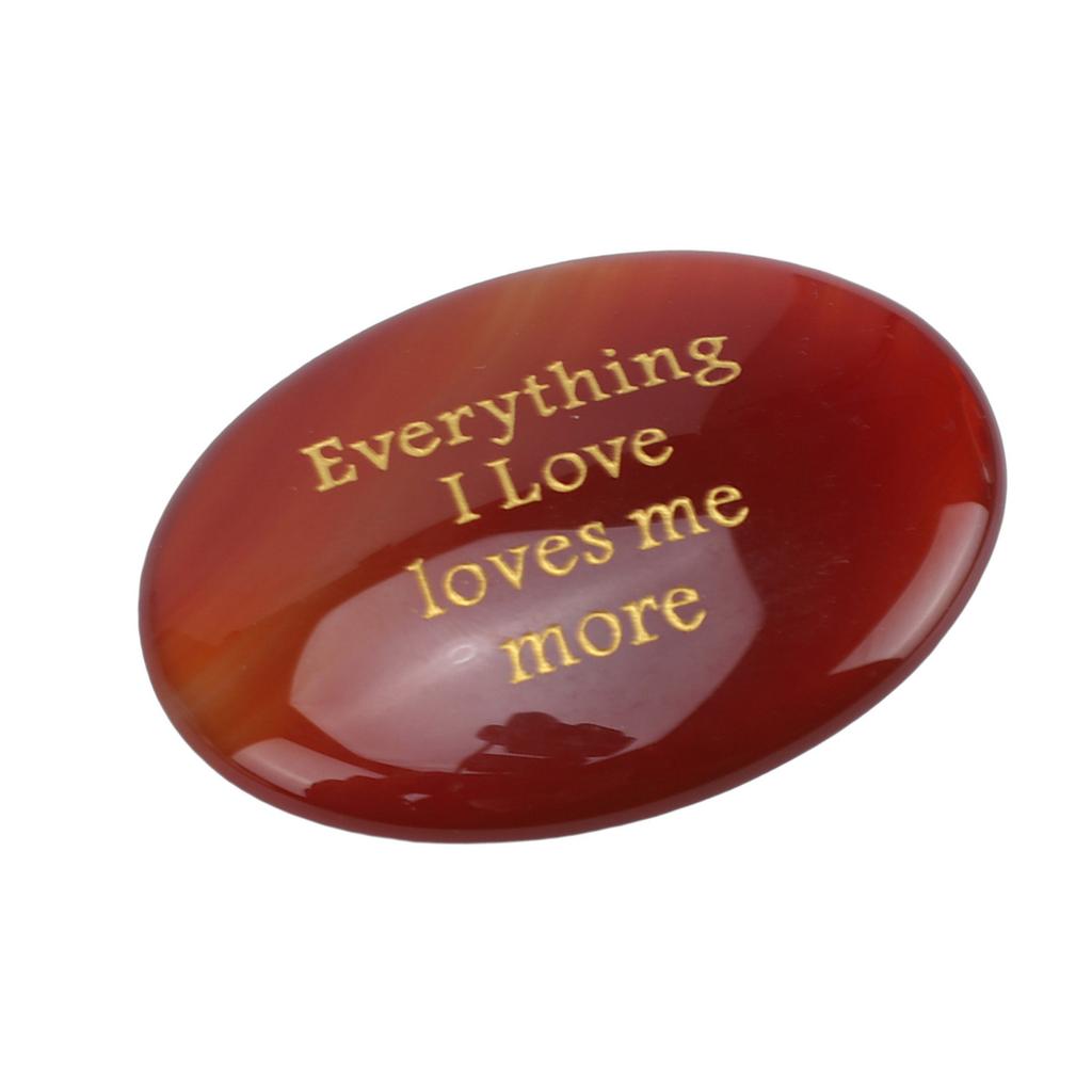 Worry Stone Red Agate Portable Engraved Motivational Inspirational Stone for Daily Life
