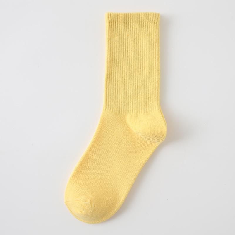 Female Spring and Autumn Thin Style Pure Color Candy Color Movement In The Tube Pile Socks