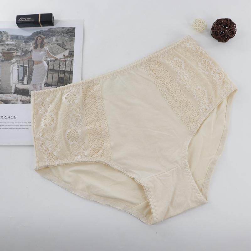 Women Plus Size Thin Panties Sexy Lace Middle Waist Comfortable Breathable Brief 1Xl 2Xl 3Xl - T025