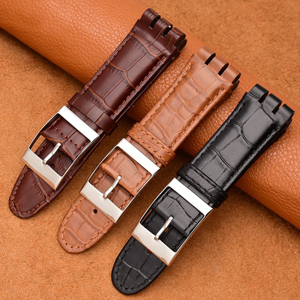 Chocoman 23mm Swatch Replacement Watch Band 3 Spring Spring Bar and (Includes Bars, Remover, Box)