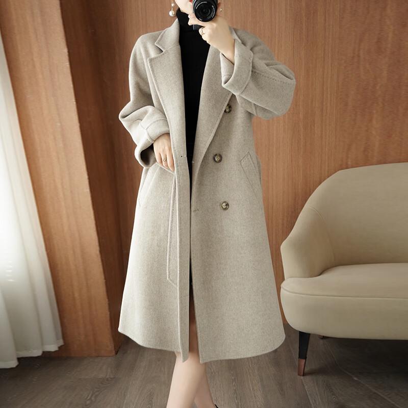 Fanzhen Women's 100% Wool Loose-Fit Mid-Length Coat