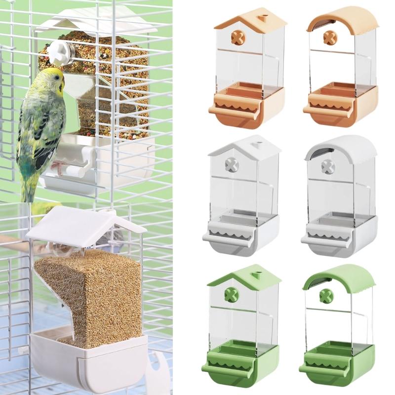 Automatic Bird Feeders Screw On Cage for Indoor Bird Feeders Transparent Visiable Large Capacity Bird Feeding Tool