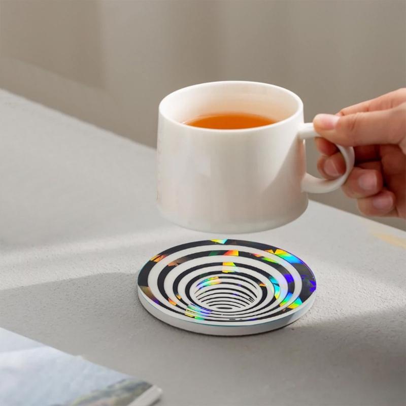 Untersetzer Holographische Silikonform DIY Runder Untersetzer Holographisches Laser Licht und Schatten Tassenuntersetzer Dekoration Harzformen