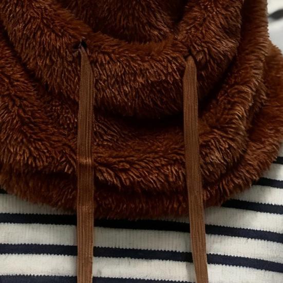 Women Riding Headgear Solid Color Adjustable Drawstring Face Guard Headgear Fall Winter Thickened Warm Plush Hat