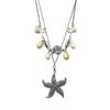 Layered Double-Layer Necklace: Summer Vacation Style with Shell, Starfish, and Conch Pendants