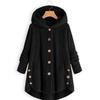 Women S Solid Color Hooded Button Plush Casual Coat