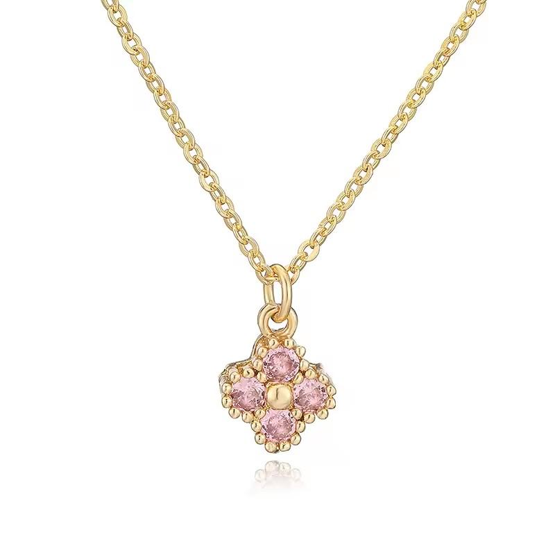 New Bestselling Clover Flower Colored Zircon Women's Necklace Luxury Jewelry Gift