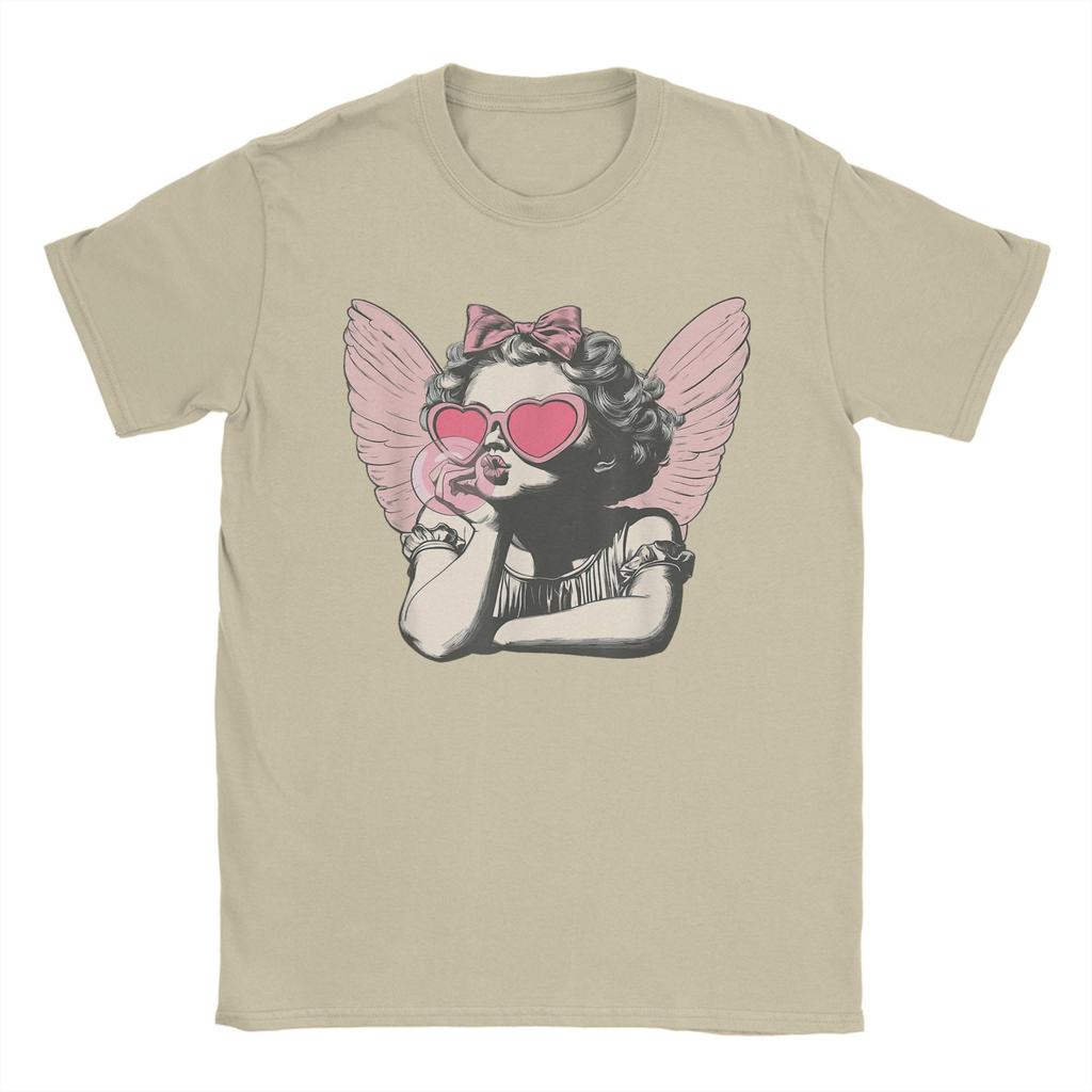 Retro Cupid Valentine Day Cute Cupid Blowing Bubble TShirt Summer  Harajuku TShirts Unisex Tees Short Sleeve Classic Tshirt