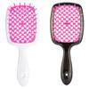 Scalp Massage Comb, Square Hollow Design, 2 Pack, Handles, Rose Red