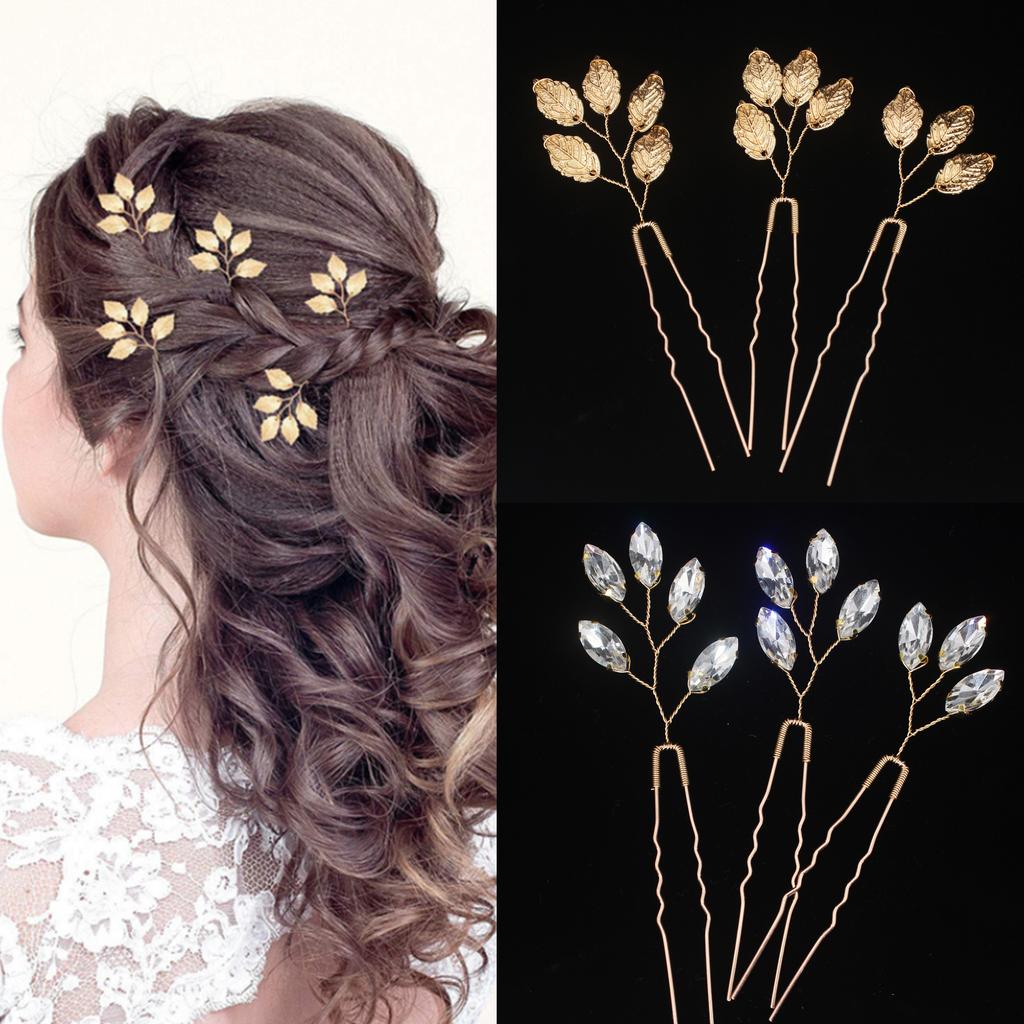 3 Stück Hochzeit U-förmige Haarklammern Braut Kopfschmuck Goldfarbene Haarnadeln Perle Damen Haaraccessoires Braut Kopfschmuck Schmuck Geschenk