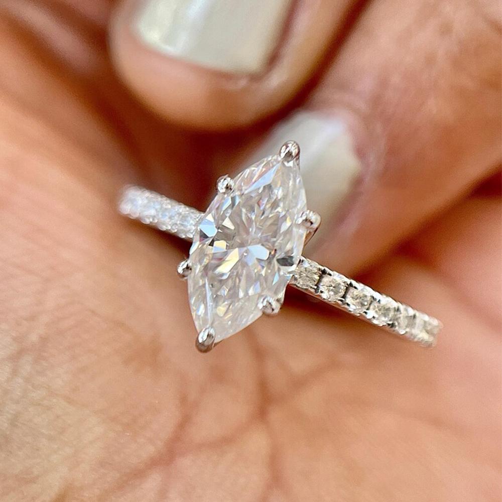 1/2/3Carat Marquise Cut Moissanite Engagement Ring for Women   CopperHalo Diamond Wedding Bands Promise Ring Jewelry