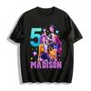 Girls' 5th Birthday Madison Star Dream Girls T-Shirt Cartoon Idol Print Kids Celebration Top Pure Cotton T-shirt