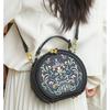 Runde Umhängetasche mit Vintage-Stickerei, Handtasche mit Reißverschluss, klassische Trend-Nischen-Umhängetasche