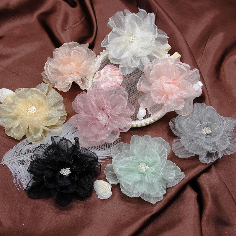 9cm Chiffon Gauze Flower Artificial Fabric Silk Flower Head For DIY Wedding Party Home Decorations Floral Wreath Scrapbook Craft
