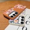Color Floral Print Matte Leather Texture Phone Case For Samsung S25 S24 FE S23 Ultra S22 S21 A16 A56 A36 A15 A55 A35 Soft Slim TPU Shockproof  Cover