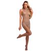 Damen-Bodystocking mit Ausschnitten, durchsichtiger, ärmelloser Body, einfarbig, dehnbarer Dessous-Catsuit