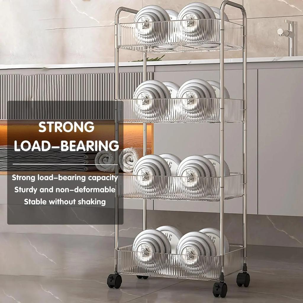 UNTIOR Transparent acrylic trolley cosmetics bedroom living room snack storage shelf bathroom mobile home shelfstorage shelf
