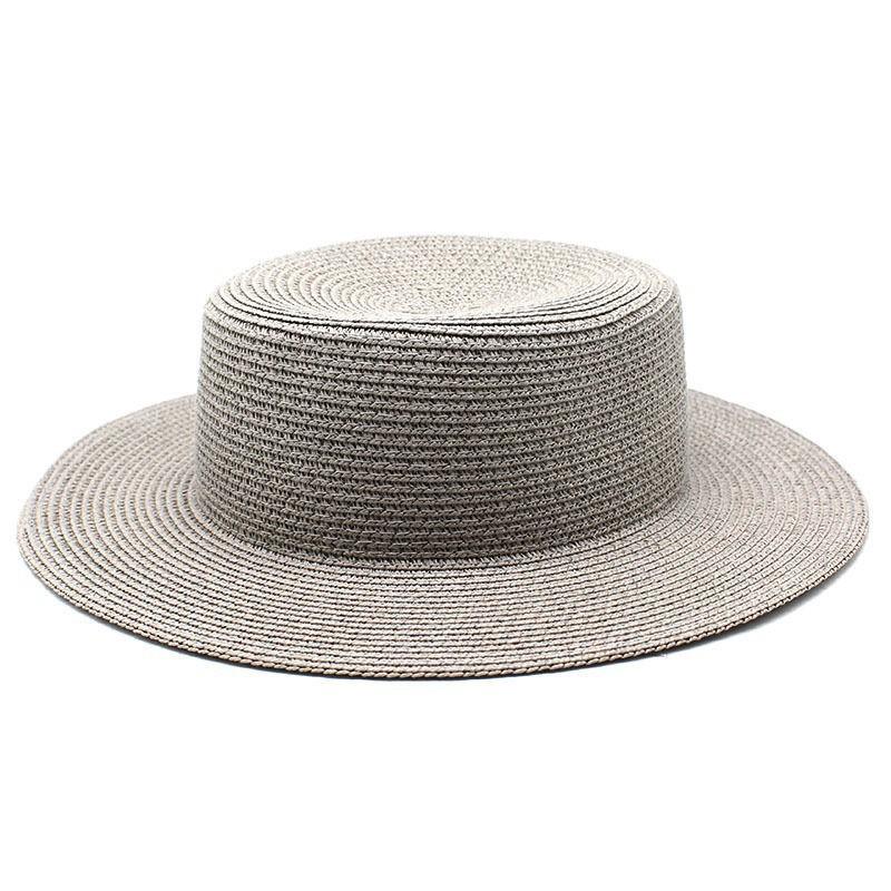 Seaside vacation beach sun protection sun hat green straw hat light board DIY versatile British flat top top top hat