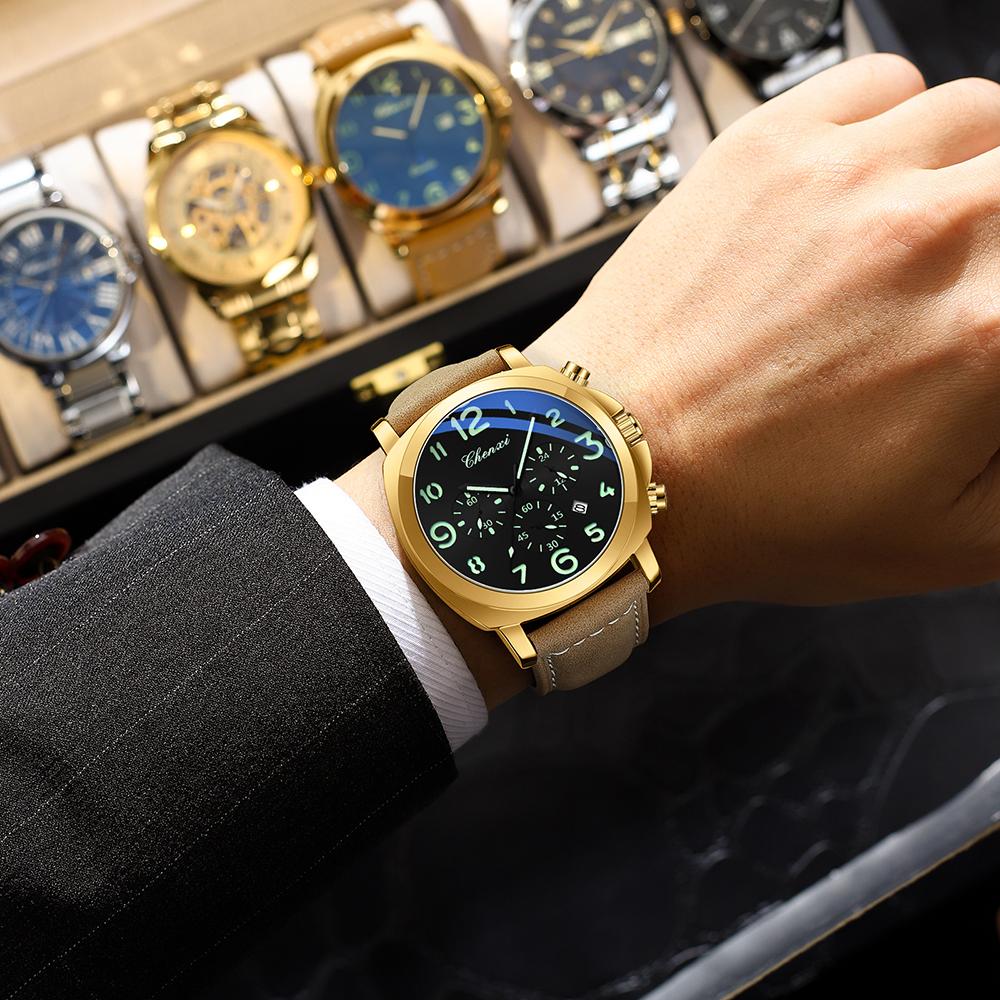 Fashion Watch For Men Waterproof Luminous Chronograph Man Watch Leather Military Men's Quartz Watches Reloj