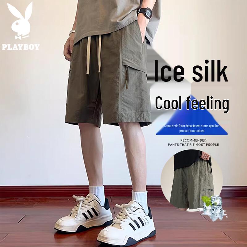 

PLAYBOY Men s Ice Silk Cargo Casual Shorts L