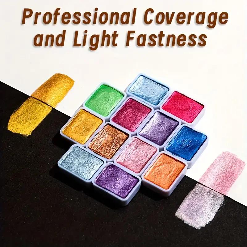 Metallic Watercolor Paint Set-Portable Lightweight High Solid Pigment Starry Shades Ideal for Artists Perfect Holiday Gift