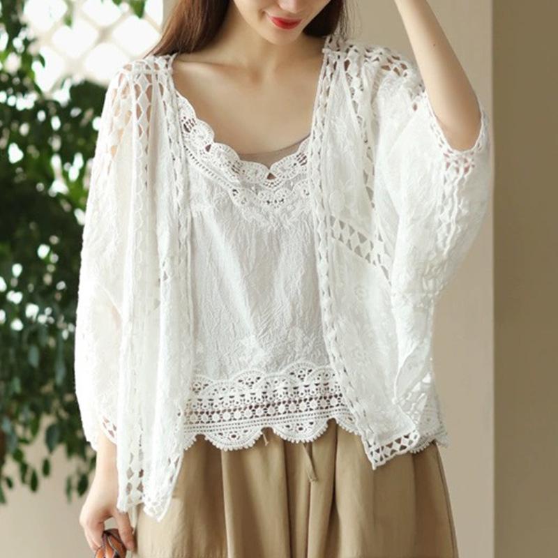 Small suspenders summer new retro literary and simple thin versatile bottoming shirt Mori lace vest women's AL