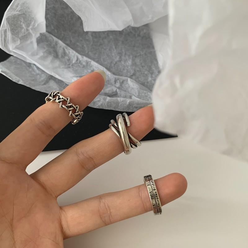 Style Korean Trendy 925 Silver Ring For Women Open Adjustable Finger Jewelry Elegant