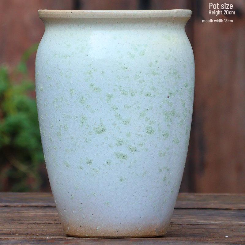 Handmade Large Coarse Pottery Succulent Flower Pot – Round Purple Sand Ceramic Planter