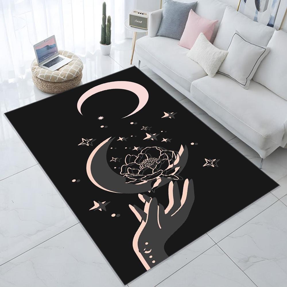 Moon and Flower Anti-Fatigue Printed Rug - Suitable for Coffee Tables, Living Rooms, Dining Rooms, Bedrooms, Office Areas