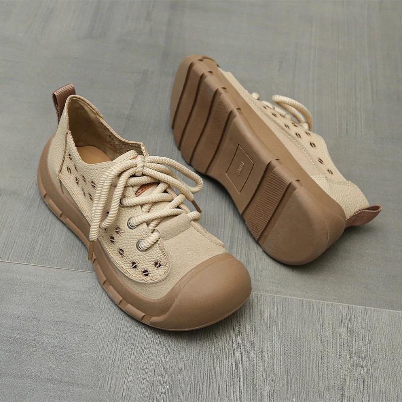 Fashion Flats Women Sneakers Lace Up Sport Shoes Designer Casual Woman Shoes Summer 2025 Walking Cozy Running New Zapatillas De Mujer
