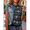 Moda Donna Girocollo Manica Corta Stampa Colore 3D Casual T-shirt Casual a Manica Corta Girocollo
