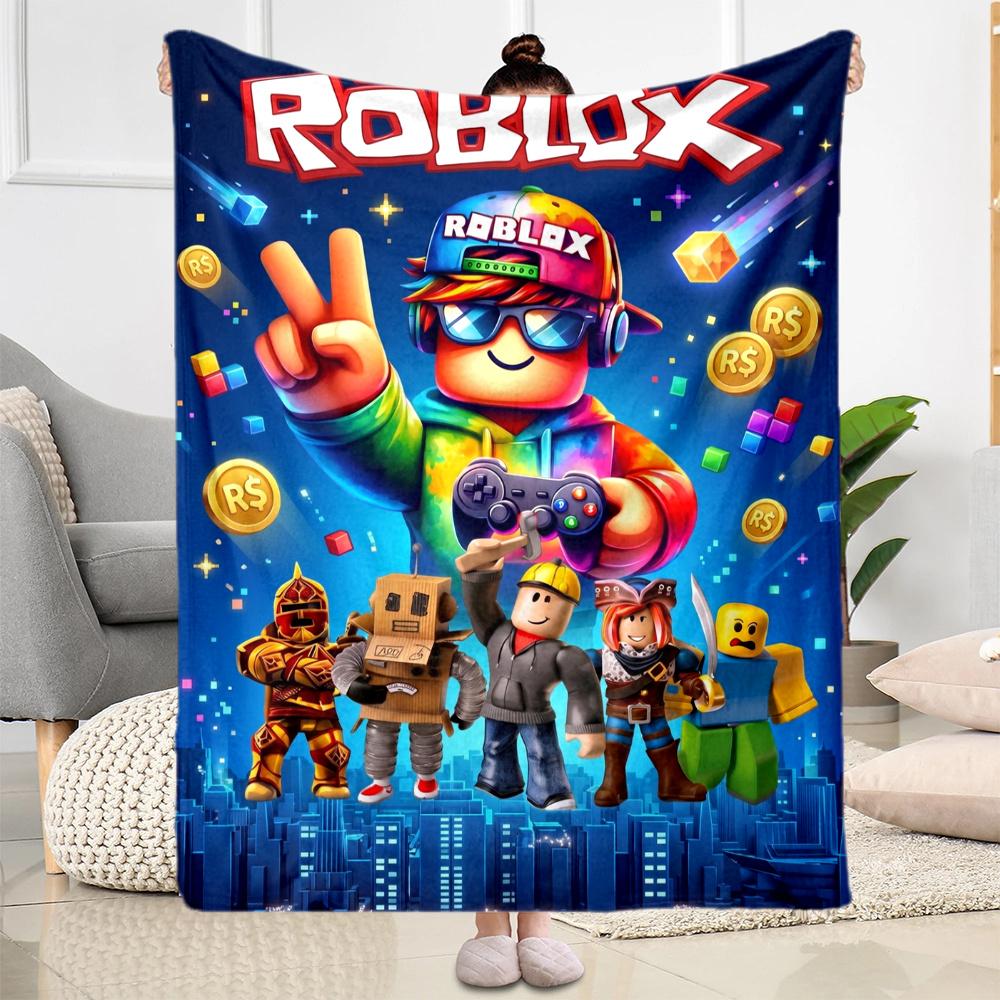 Roblox Blue Fire Block Blanket Warmthful Decor Suitable For Sofa Bed Bedding Allseason Use Modern Best Holiday Gift For Friends Family
