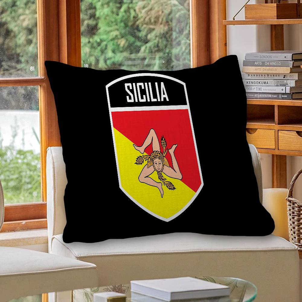 S-Sicilian Flag Pillow Cover Design cushion Cover decor Holiday Decorati