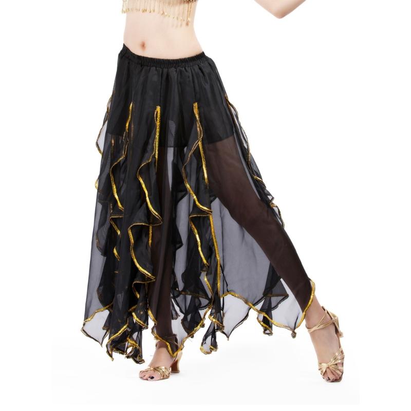 Bauchtanzkostüm für Damen Bauchtanzrock Chiffon Rüschen Maxirock Bauchtänzerin Outfit Halloween Kostüme