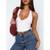 Women Sexy Halter V Neck Slim Fit Backless Cami Tank Top