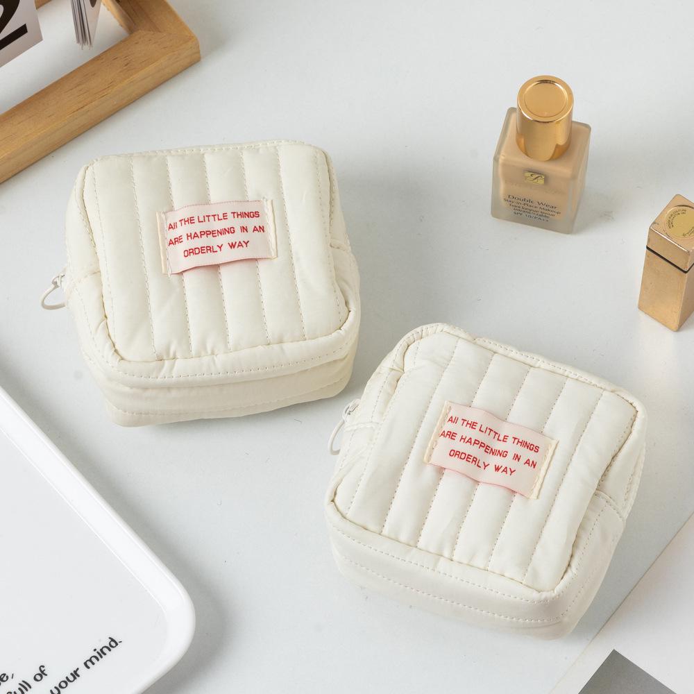 Korean Small Square Cosmetic Bag for Students - Earphone, Coin, and Lipstick Storage