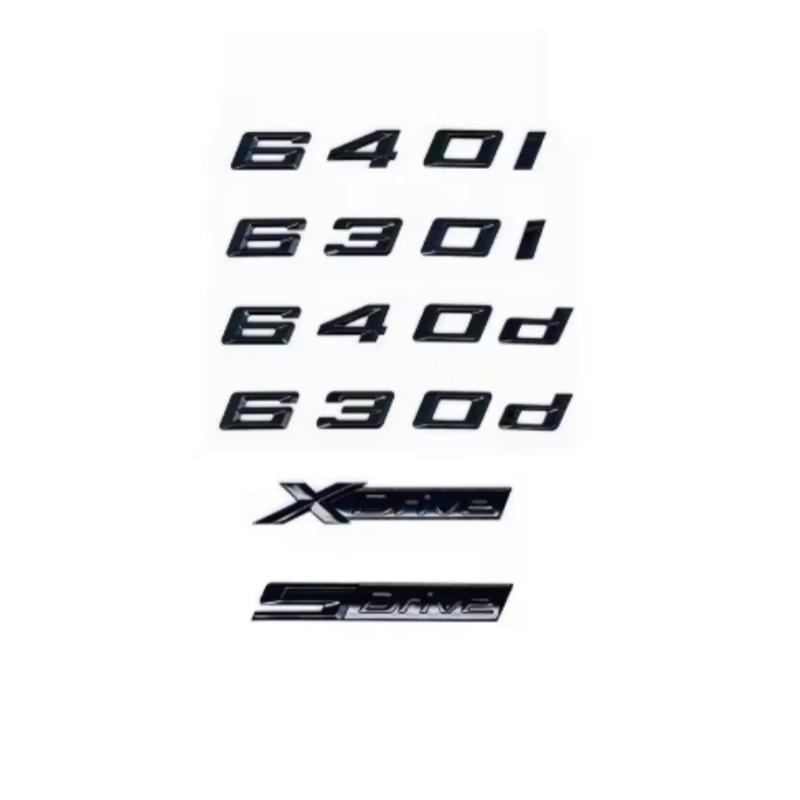 Glossy Black ABS Alphanumeric Badge for BMW E63 E64 F06 F12 F13 G32 - 630i 630d 640i 640d XDrive SDrive - Bright Silver Car Embl Yk2
