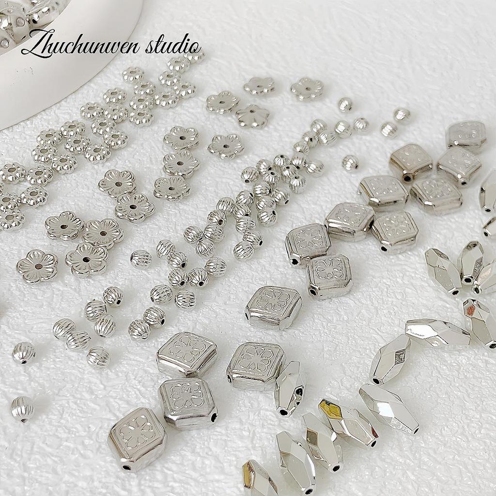 Silver CCB Series: Versatile Spacer Beads - Flower & Heart Designs for DIY Jewelry Making