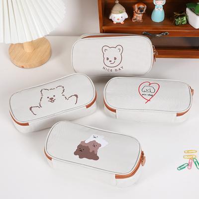 Cute Cartoon Large Capacity Canvas Pencil Case Simple Creative Ins Style Stationery Bag Girl  Pencil Bag School Supplies