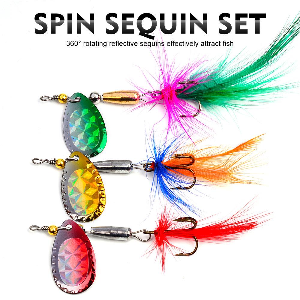 Rotating Metal Spinnerbait Fishing Lure Set in Box