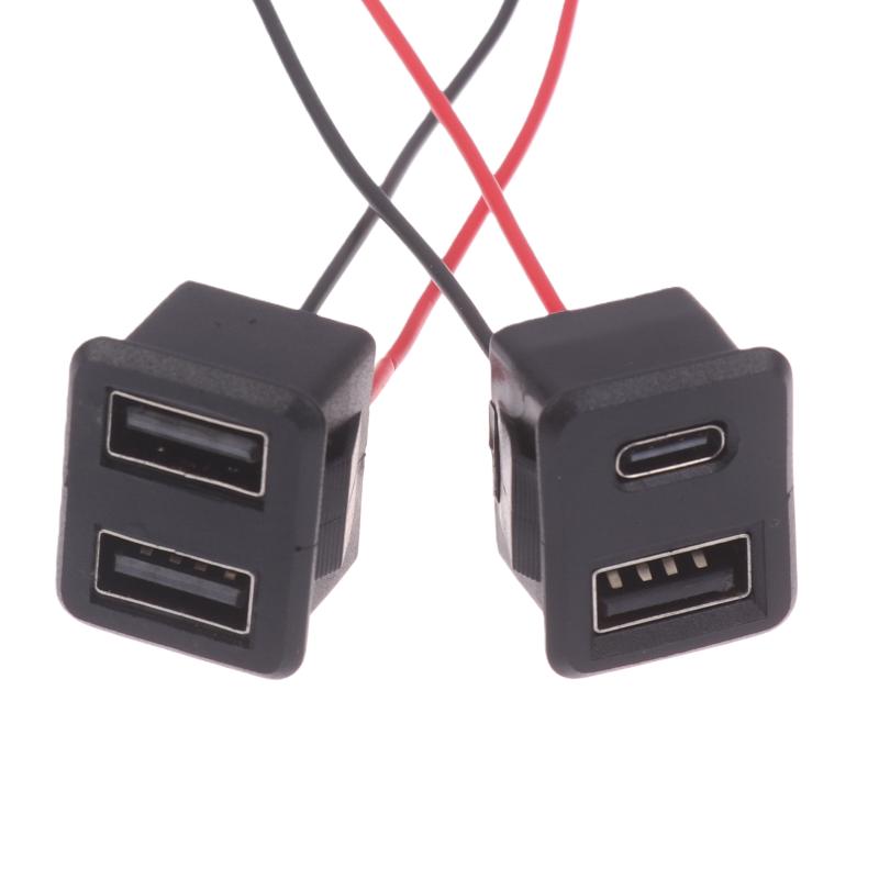 1/3Pcs Power Socket With Cable Connector Double Layer Usb Female Base Type-C Socket And Female Usb Lamp Charging Socket