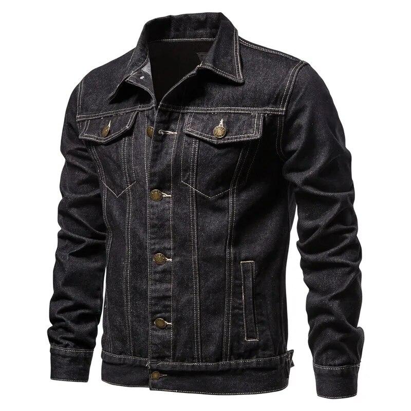 İlkbahar Erkek Düz Yaka Kot Ceketler Moda Motosiklet Kot Ceketler Hommes Slim Fit Pamuklu Günlük Montlar