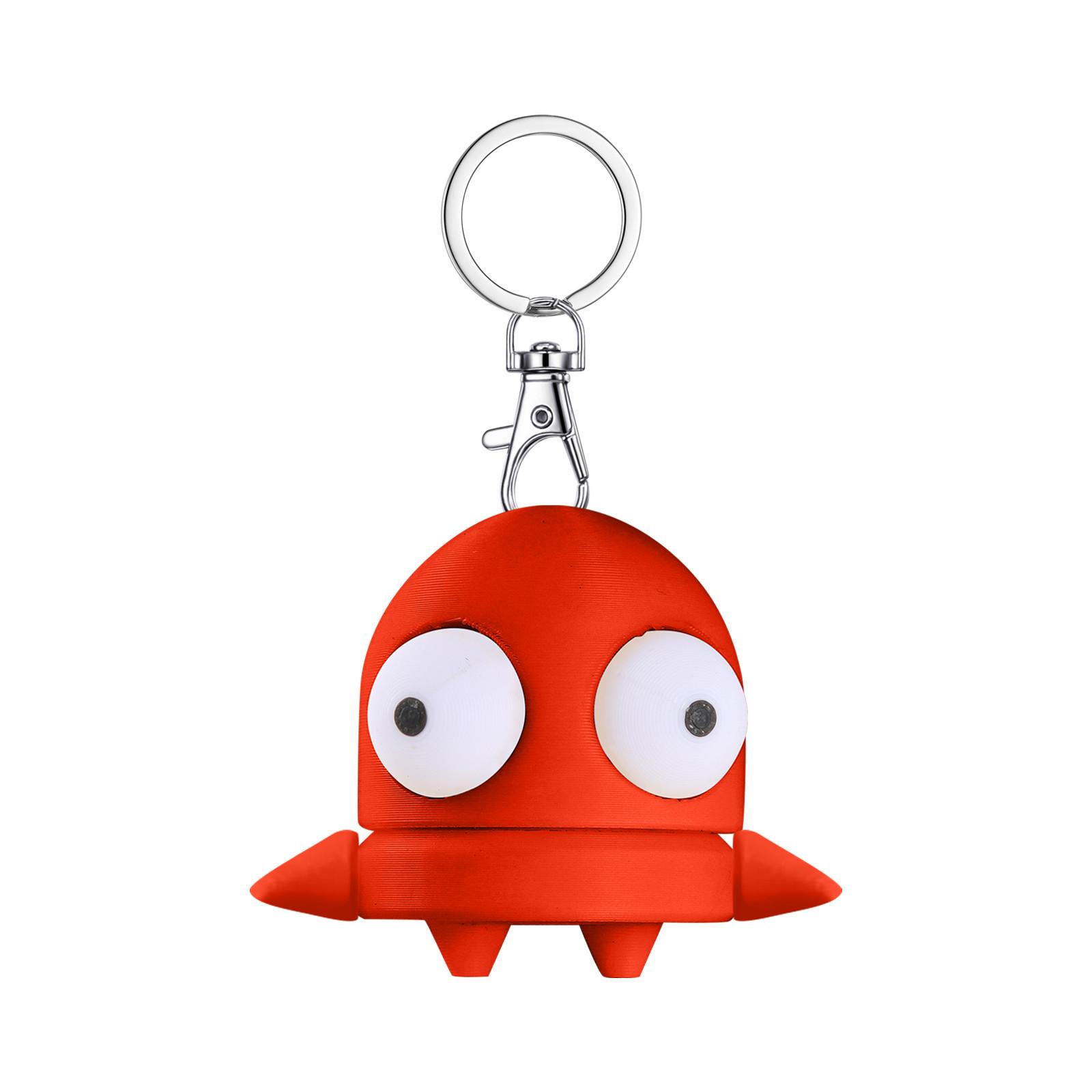 

Novelty Character Keychain Backpack Charm with Round Eyes and Tentacle Arms Durable Material Metal Key Ring and Clip for Bags and Keys One Size