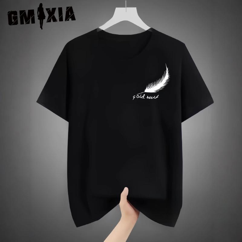 GMXIA Cotton Short Sleeve T-shirt Men's Fashion Loose Half Sleeve Shirt Printed Compassionate Shirt